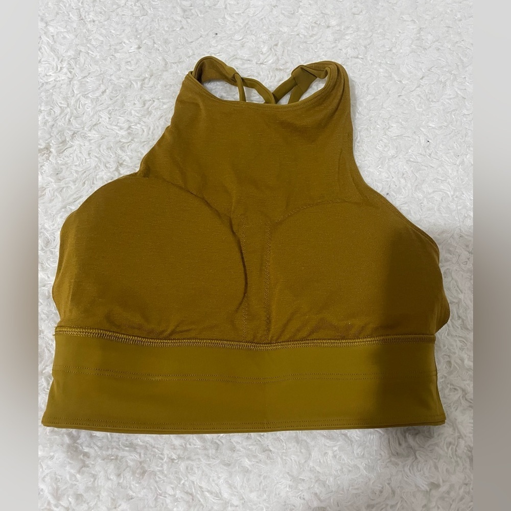 Lululemon Mustard Yellow High-Neck Sports Bra - Picture 11 of 12